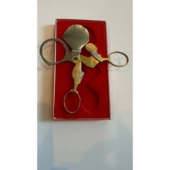 Vintage Solingen Germany Eierschere Bastet Two Tone Rooster Egg Cutter With Box - Picture 5 of 8